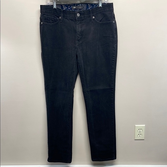 Levi’s 525 Perfect Waist Straight Leg Black Wash Denim Jeans Flap Pockets 14M - Picture 4 of 16